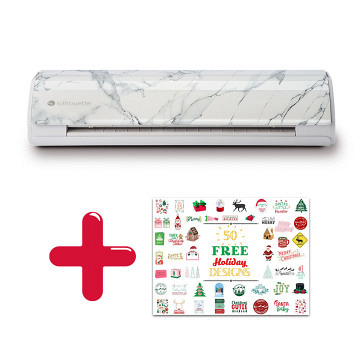 SILHOUETTE CAMEO 5 - Weiß Marmor + 50 Weihnachtsdesigns