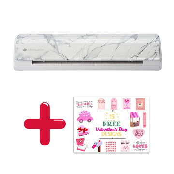 SILHOUETTE CAMEO 5 - Weiß Marmor + 15 Valentinstagsdesigns