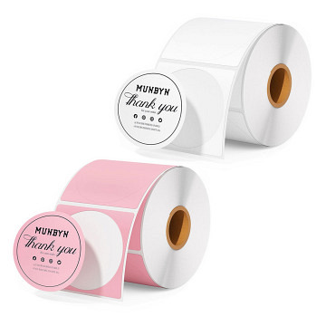 Munbyn Mono colour labels - 2x2 inch - white - circular - ..