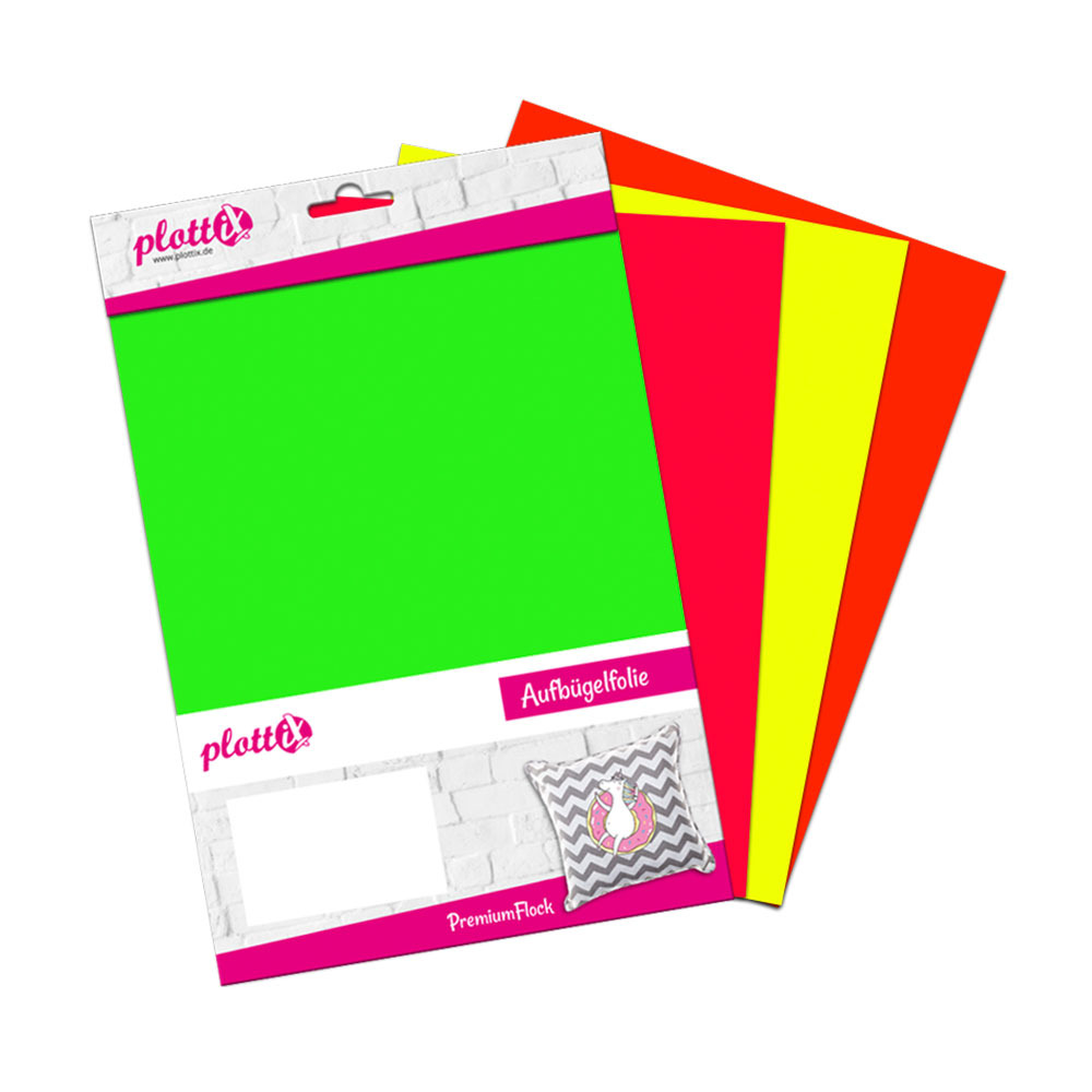 plottiX PremiumFlock Neon Bundle 20cm x 30cm (4 Folien) - PremiumFlock ...