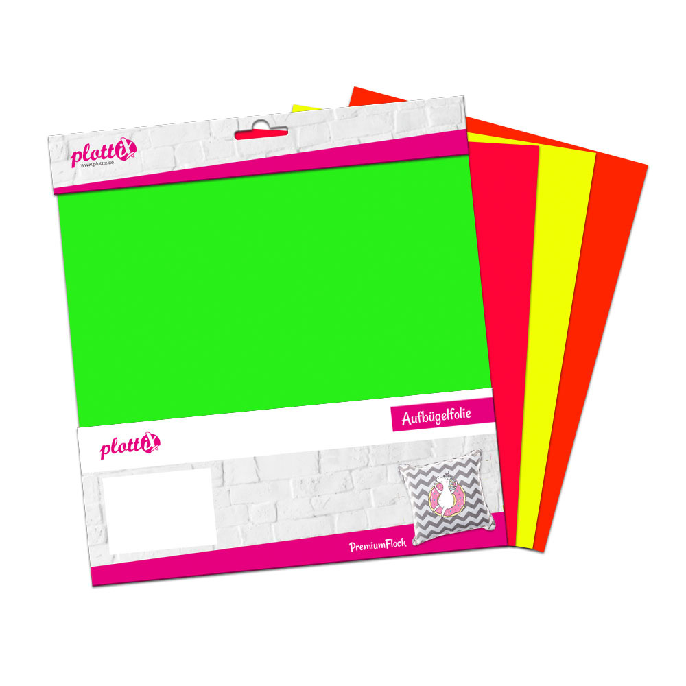 plottiX PremiumFlock Neon Bundle 30cm x 30cm (4 Folien) - PremiumFlock ...