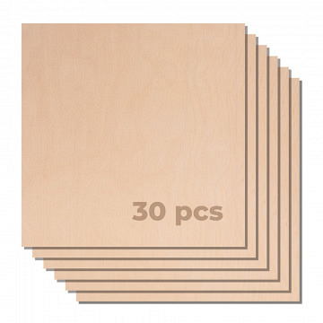 xTool Sperrholzbögen - 30 x 30 x 0,3 cm - Birke - 30 Stk.