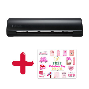 Silhouette CAMEO 5 Alpha - Schwarz Matt + 15 Valentinstags-Designs